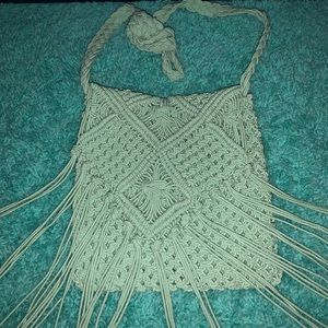 Mint Green Knitted Crossbody Bag